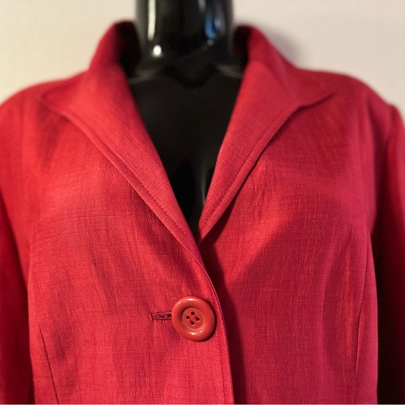 Lafayette 148 New York Sz 14 Silk Linen Blend Three Button - Picture 5 of 8